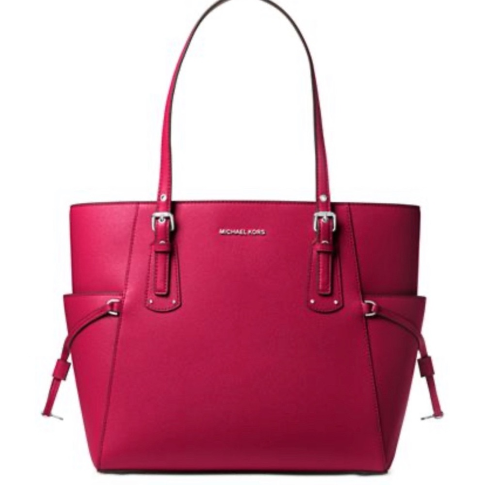 Authentic New Large Raspberry & Gold Michael Kors